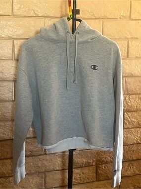 Champion Gray Cropped Hoodie with Logo
